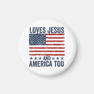 Houdt van Jesus en Amerika te God Christelijk 4th Magneet