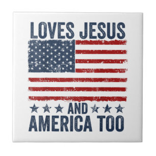 Houdt van Jesus en Amerika te God Christelijk 4th Tegeltje