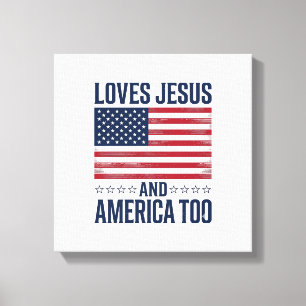 Houdt van Jezus en Amerika Te Patriotisch Christel Canvas Afdruk
