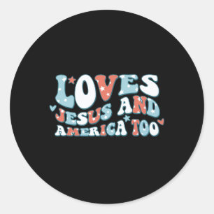 houdt van jezus en amerika te patriottisch Christe Ronde Sticker