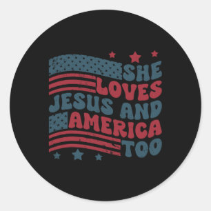 houdt van jezus en amerika te patriottisch Christe Ronde Sticker