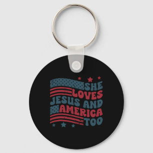 houdt van jezus en amerika te patriottisch Christe Sleutelhanger