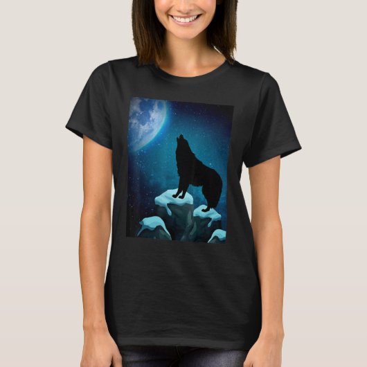houdt van Wolven wolf maan 1 T-shirt (Voorkant)
