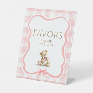 Houdt van Zachte Teddybeer Baby Shower Tafelbord Reclamebord Met Voetstuk