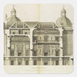 Houghton Hall: dwarsdoorsnede van de Hall en Salon Vierkante Sticker