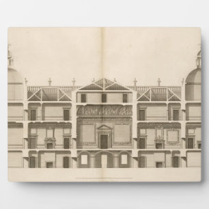 Houghton Hall: sectie van de westelijke gevel, geg Fotoplaat