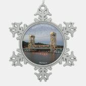 Houghton Hancock Bridge, schemervormer Tin Sneeuwvlok Ornament (Voorkant)