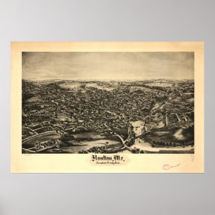 Houlton Maine 1894 Antiek Panoramische Kaart Poster