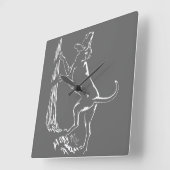 Hound Chien Horloge Chasse Chien Art Mur Horloge (Angle)