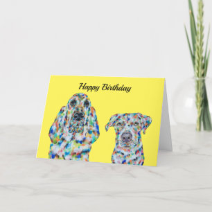 Hound Dog en Labrador Birthday Kaart