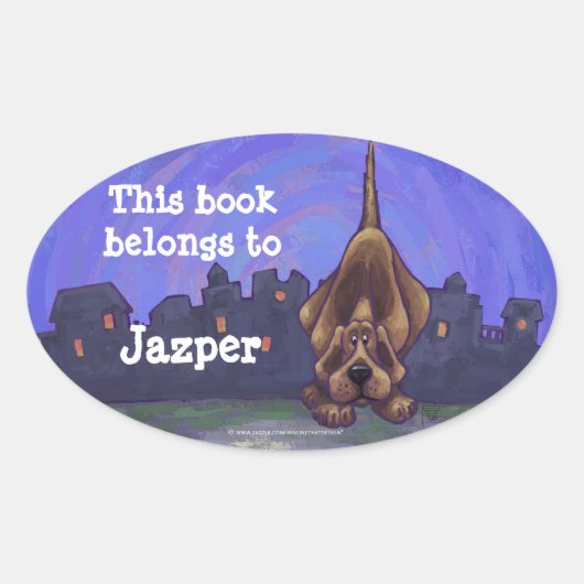 Hound Dog Stationery Ovale Sticker (Voorkant)
