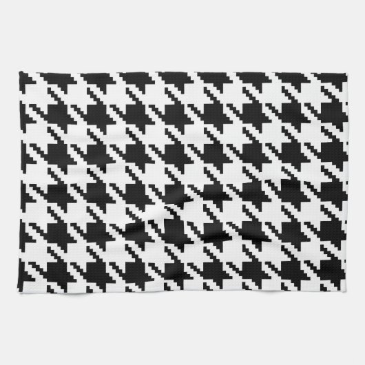 Hounds-tooth Zwart Wit Classic Weaving Pattern Theedoek (Horizontaal)