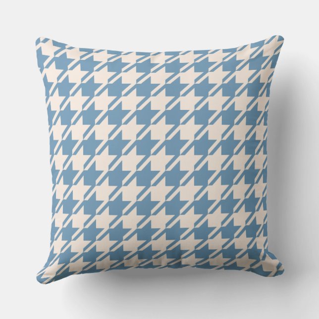 Houndstooth 2Way Blue+Cream Big Pattern Buitenkussen (Achterkant)