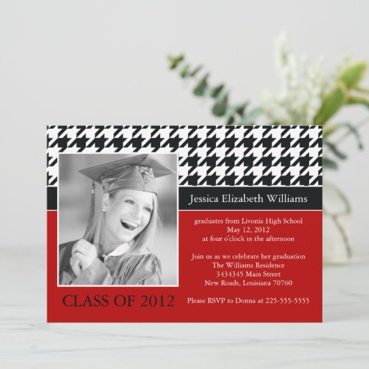 Houndstooth-Afstuderen Kaart (Staand voorkant)