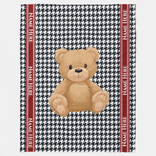 Houndstooth Bear Home Fleece Deken (Voorkant)