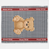 Houndstooth Bear Home Fleece Deken (Voorkant (Horizontaal))