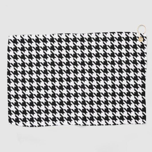 Houndstooth Black en White Golfhanddoek (Horizontaal)