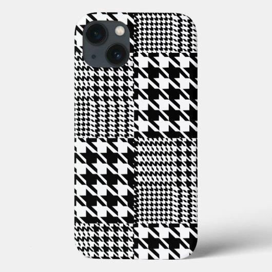 Houndstooth Black en White Patchwork Patroon Case-Mate iPhone Case (Achterkant)