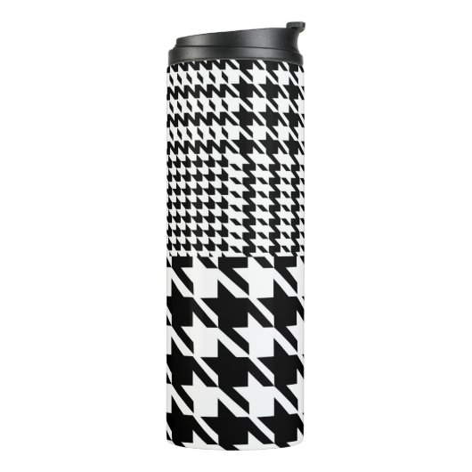 Houndstooth Black en White Patchwork Patroon Thermosbeker (Gedraaid links)