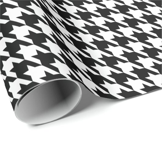 Houndstooth Black en White Wrapping Paper Cadeaupapier (Rol Hoek)