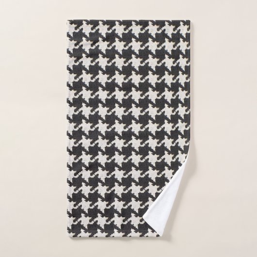 Houndstooth Black White Pattern (Serviette à main)