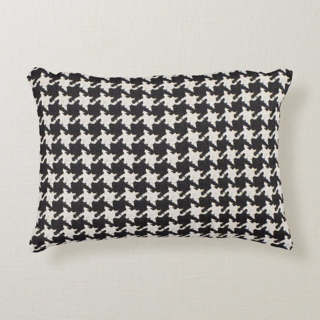 Houndstooth Black White Pattern Accent Kussen (Voorkant)