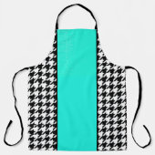 Houndstooth, blauwgroen, zwart, en wit, ingecheckt schort (Voorkant)