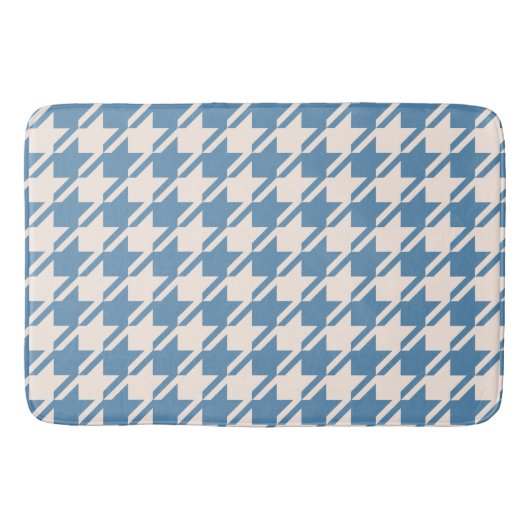 Houndstooth Blue+Cream Pattern Badmat (Voorkant)