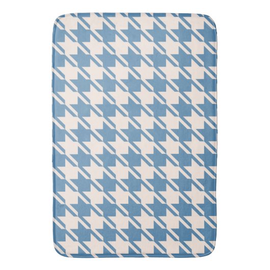Houndstooth Blue+Cream Pattern Badmat (Voorkant Verticaal)