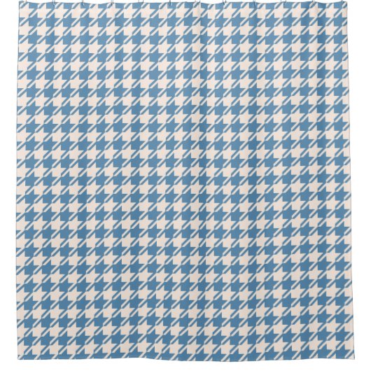 Houndstooth Blue+Cream Pattern Douchegordijn (Voorkant)