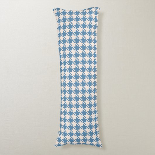 Houndstooth Blue+Cream Pattern Lichaamskussen (Voorkant Verticaal)