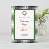 Houndstooth Border Christmas Uitnodiging (Staand voorkant)