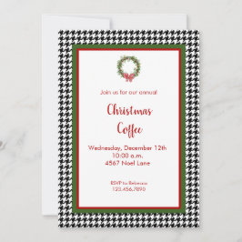 Houndstooth Border Christmas Uitnodiging