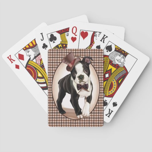 Houndstooth Boston Terrier Pokerkaarten (Achterkant)