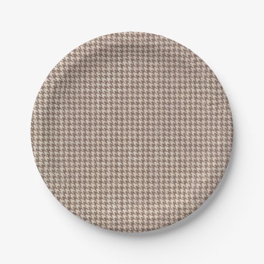 Houndstooth Brown Pattern Papieren Bordje (Voorkant)