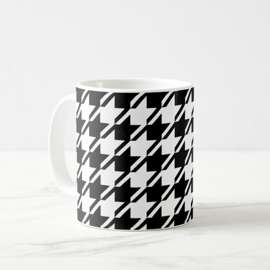 Houndstooth BW Big Pattern Koffiemok (Voorkant links)
