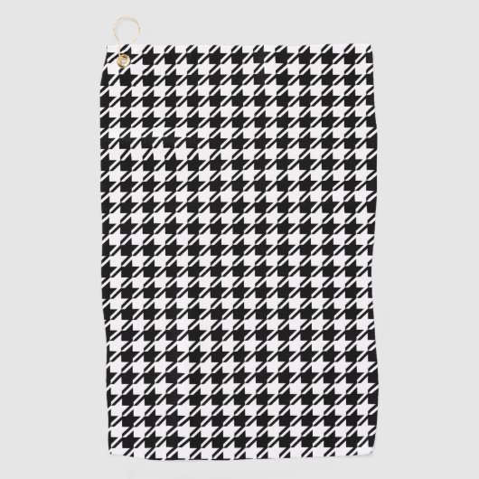 Houndstooth BW Pattern Golfhanddoek (Voorkant)