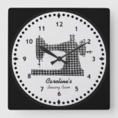Houndstooth Check Machine à coudre Horloge murale (Recto)