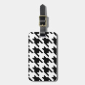 Houndstooth Check Patroon met 8 bits Pixel Bagagelabel (Voorkant verticaal)