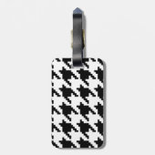 Houndstooth Check Patroon met 8 bits Pixel Bagagelabel (Achterkant verticaal)