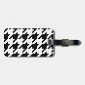 Houndstooth Check Patroon met 8 bits Pixel Bagagelabel (Achterkant horizontaal)