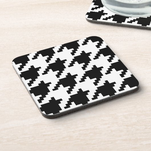 Houndstooth Check Patroon met 8 bits Pixel Bier Onderzetter (Linkerzijde)