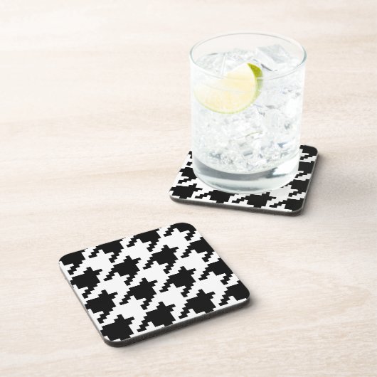 Houndstooth Check Patroon met 8 bits Pixel Bier Onderzetter (Rechterzijde)