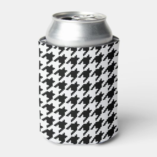 Houndstooth Check Patroon met 8 bits Pixel Blikjeskoeler (Blikje Voorkant)