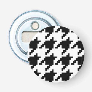 Houndstooth Check Patroon met 8 bits Pixel Button Flesopener