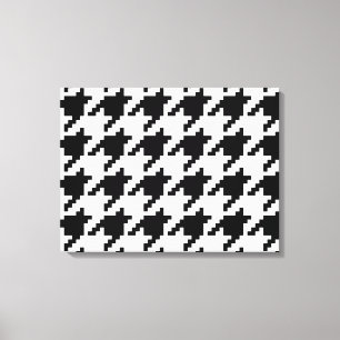 Houndstooth Check Patroon met 8 bits Pixel Canvas Afdruk