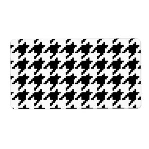 Houndstooth Check Patroon met 8 bits Pixel Etiket