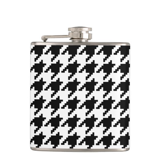 Houndstooth Check Patroon met 8 bits Pixel Heupfles (Voorkant)
