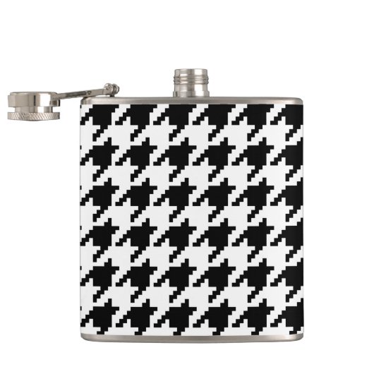 Houndstooth Check Patroon met 8 bits Pixel Heupfles (Geopend)