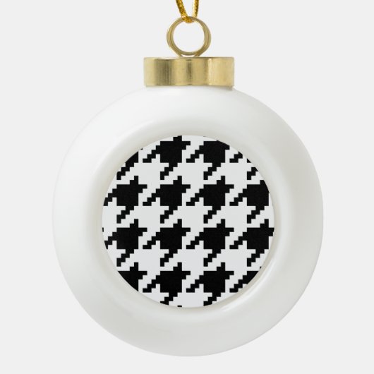 Houndstooth Check Patroon met 8 bits Pixel Keramische Bal Ornament (Voorkant)